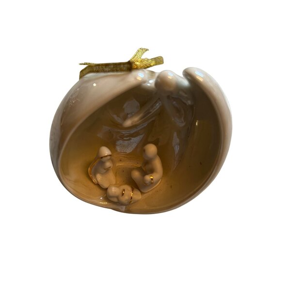 Nativity Scene Light Up Ornament Appletree Design Angel Holy Porcelain Jesus - Picture 2 of 9